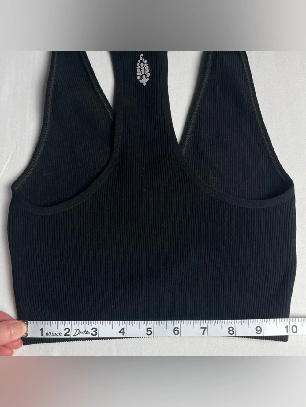 Black Ribbed Racerback Crop Tank/Bra - Picture 5 of 8